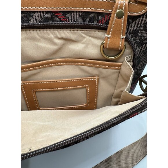 Giani Bernini Block Signature Crossbody Bag Brown Red - Picture 5 of 13